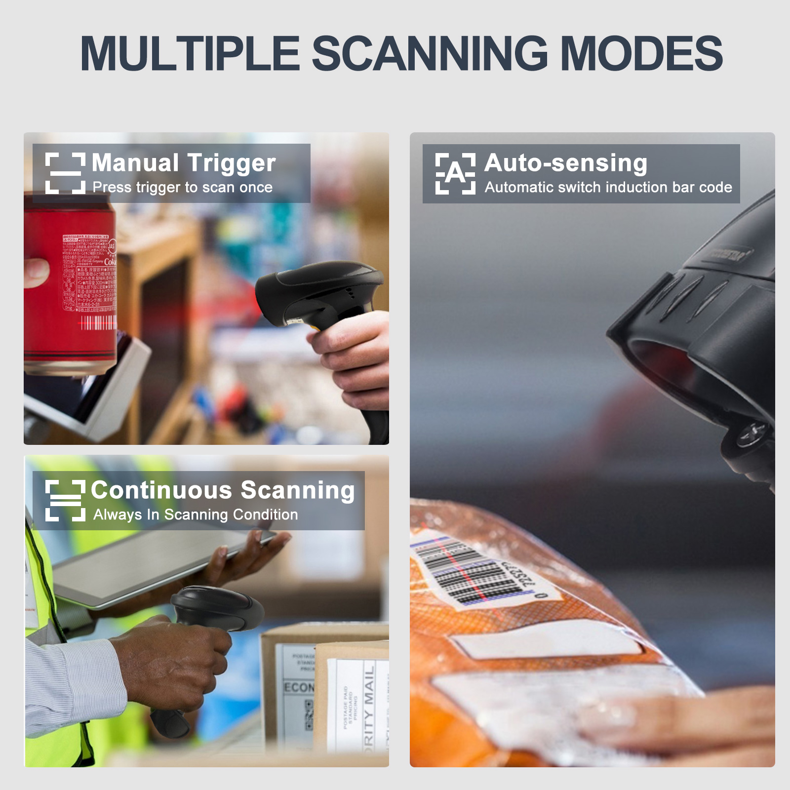 Xincode Handheld 1D 2D Qr Bar Code Reader Wireless Laser Barcode Scanner For Receipt Cash Register Inventory Bank Cheque Pos
