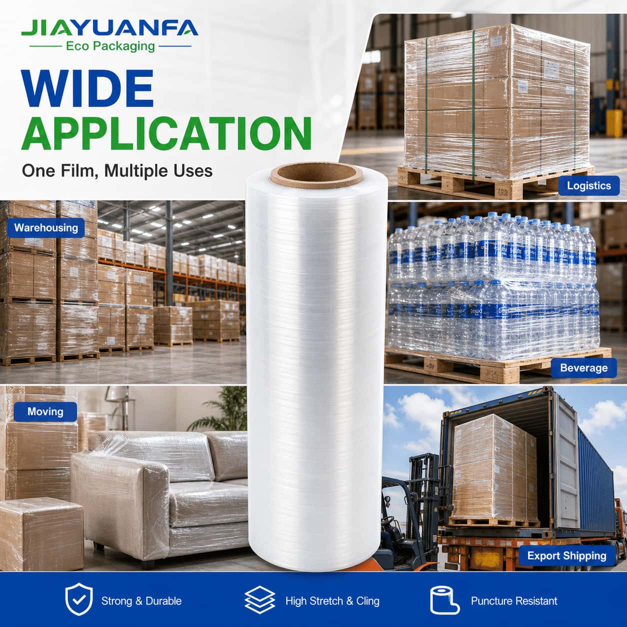 LLDPE Pallet Wrap Stretch Film Stretch Ceiling System Pvc Film Stretch 500mm Stretch Film Dispenser Lldpe Stretch Film Roll
