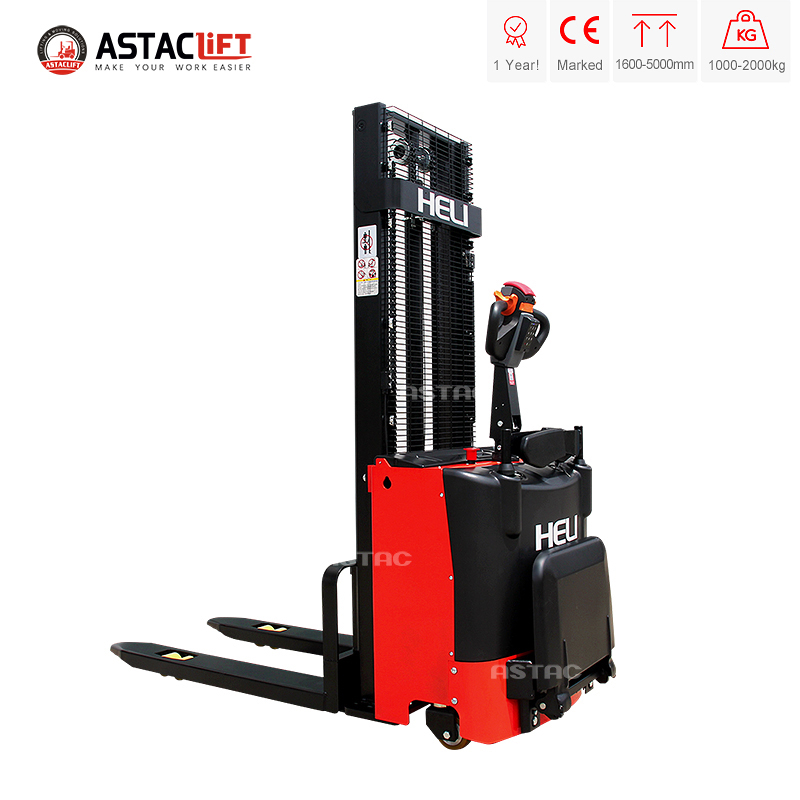HELI Electric Pallet Stacker 1500kg Full Electric Hydraulic Two-Stage Mast Lead-Acid Battery 2m-4m Lift Height Indoor Use