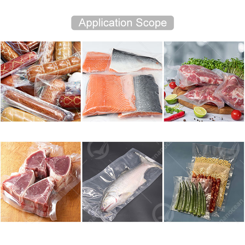 OCEAN Continuous Vertical Large Meat Double Chamber Sealer Cashew Nut Bag Pack Seal Vacuum Package Machine