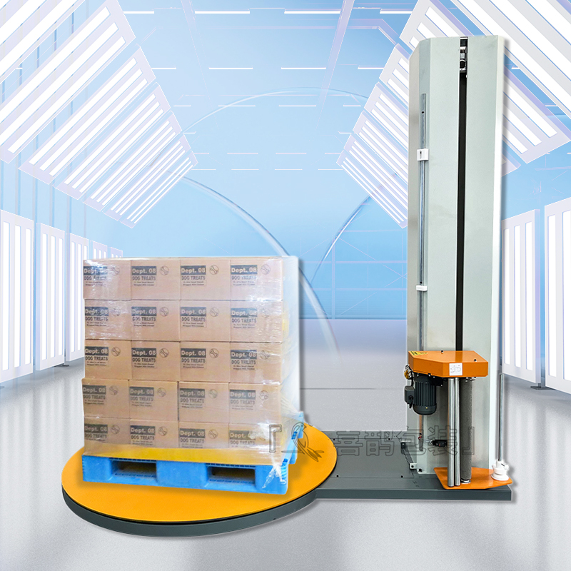 Electric Automatic Stretch Wrapping Machine with PLC Control Easy to Operate for Food &amp; Beverage Pallet Packaging