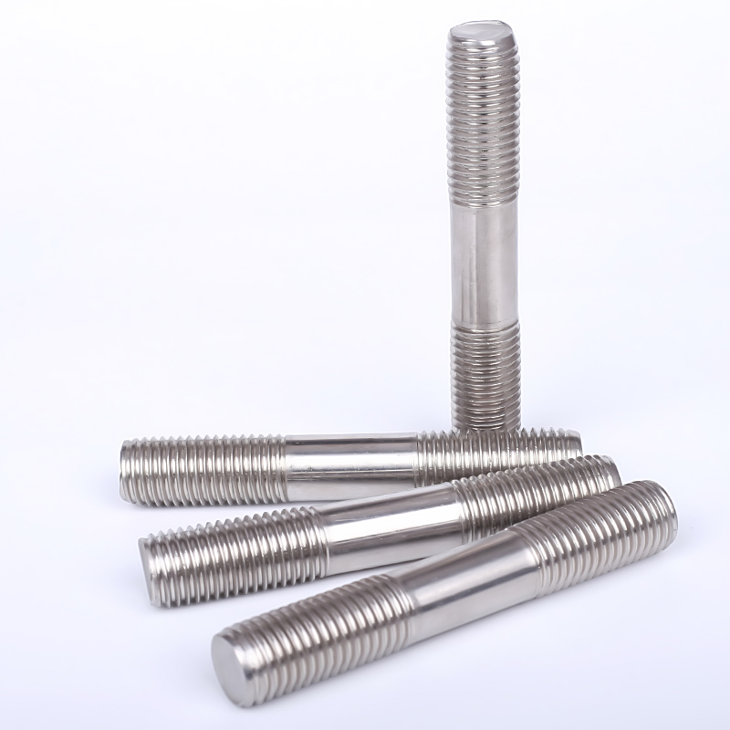 Polished Stainless Steel Stud Bolt, Double End Thread, Oxidized Finish
