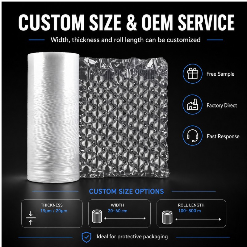 Custom Wholesale Nylon Air Cushion Film Roll for Shipping Shockproof Inflatable Protective Packaging