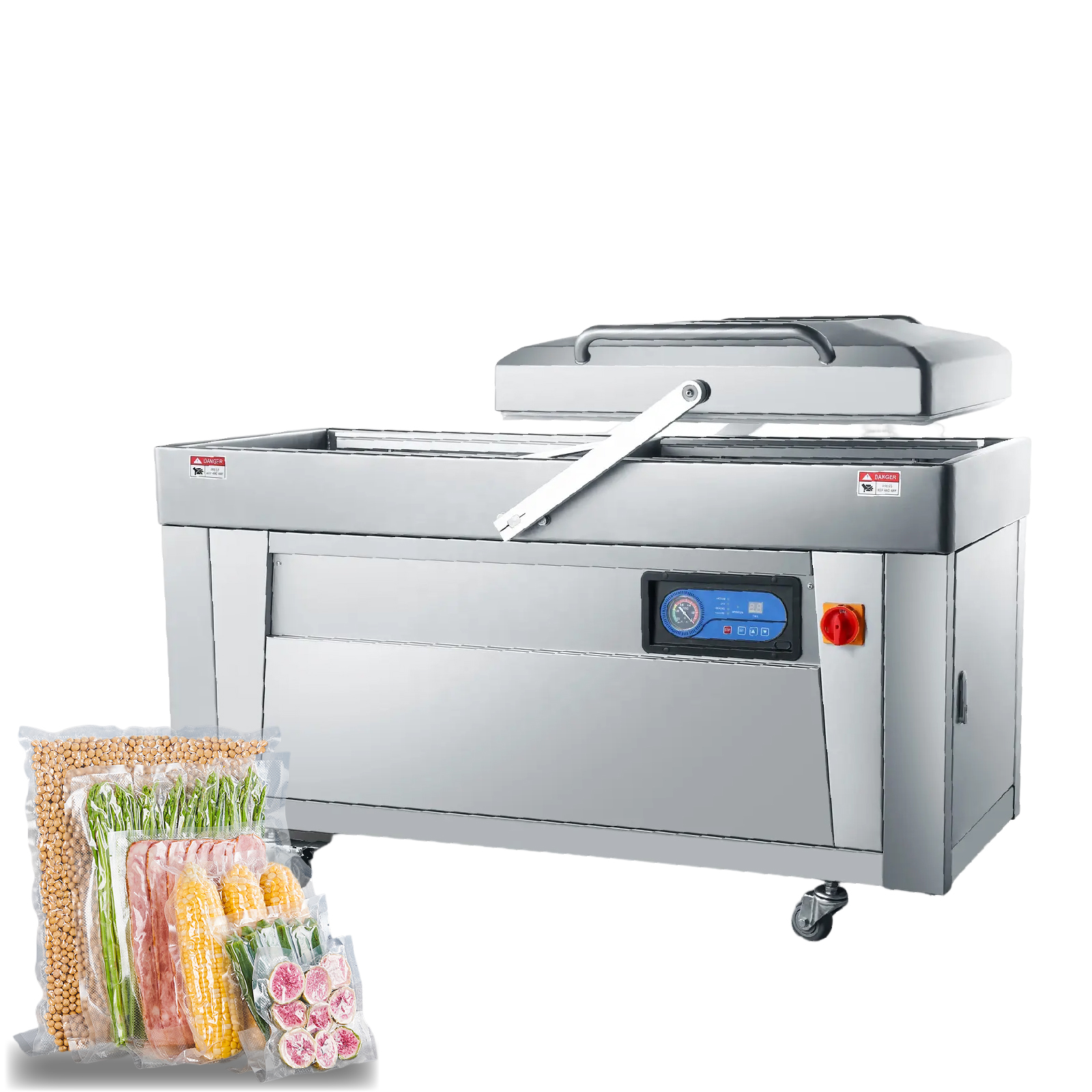Commercial Double Chamber Vacuum Sealing Packaging Machine Sealer With Piston Wireless Welding And Individual Electrical Box