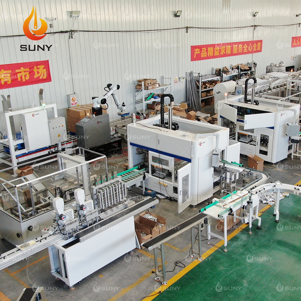 Automatic Case Packer Box Collecting and Pick &amp; Place System with Carton Erector Taping Machine Check Weigher