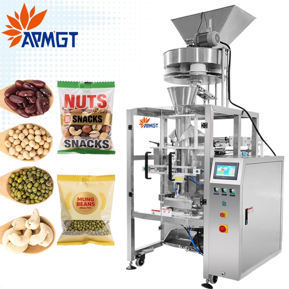 Vertical Beans Granule VFFS Packaging Machine Automatic Grain Rice Nut Seed Snack Food Pellet Pillow Bag Packing Filling Machine