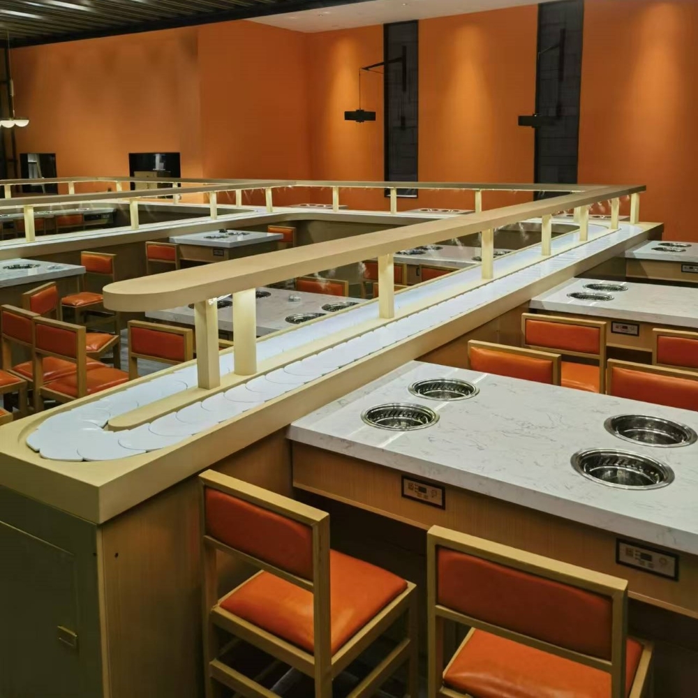 Customizable Size Restaurant Automation Food Delivery Sushi Train Conveyor System