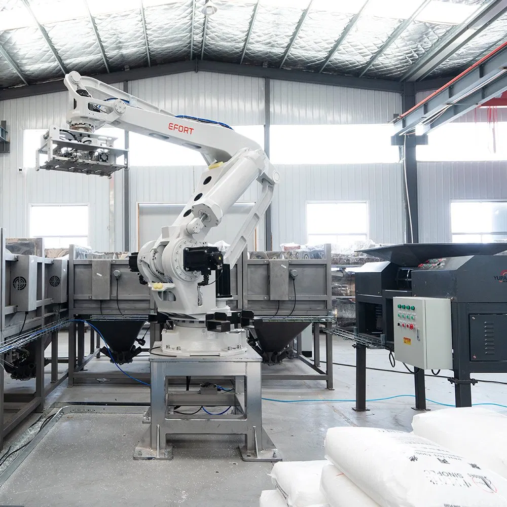 Robotic Bag Handling System for Depalletizing, Opening, Emptying and Dosing That Replaces Manual Lifting and Automates Powder or Granule Feeding