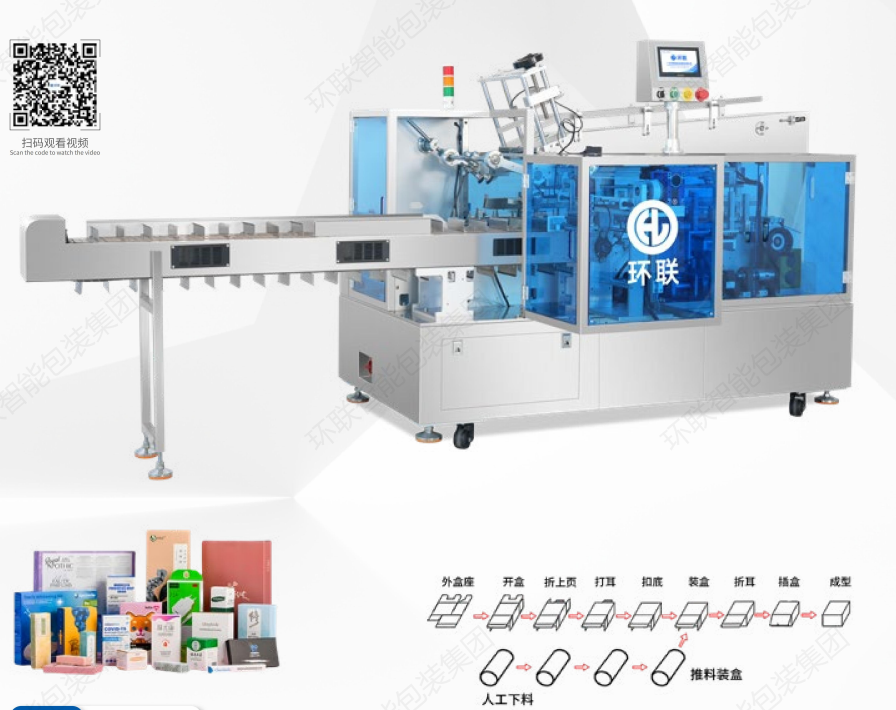 Cosmetic Cheese Automatic Carton Packing Line Auto Box Packaging Solution Bottle Cartoon Machine