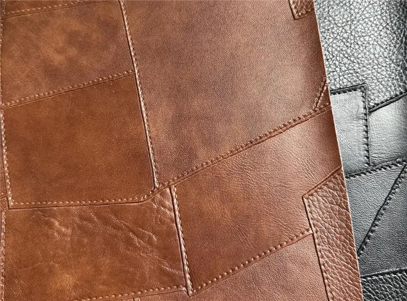 Stitched synthetic leather with unique stitching process