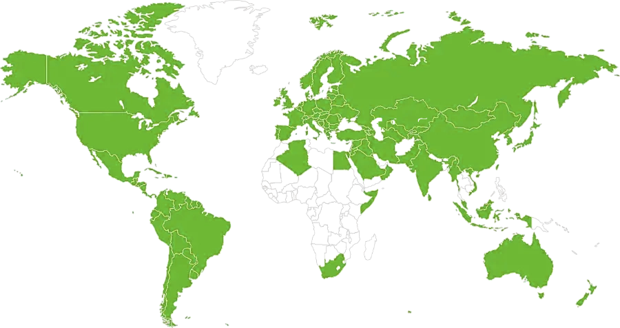 World map of JiangXin synthetic leather export markets