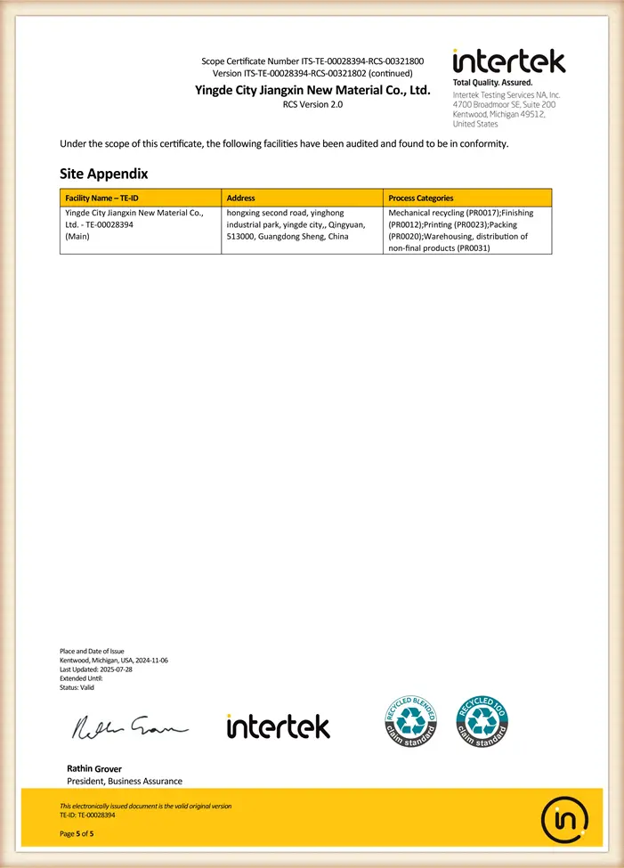 JiangXin New Material certificate 05