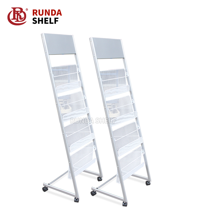 RD-B6 Modern Free Rotating Stand Newspaper and Comic Book Display Rack Metal Retail Shelf for Supermarkets