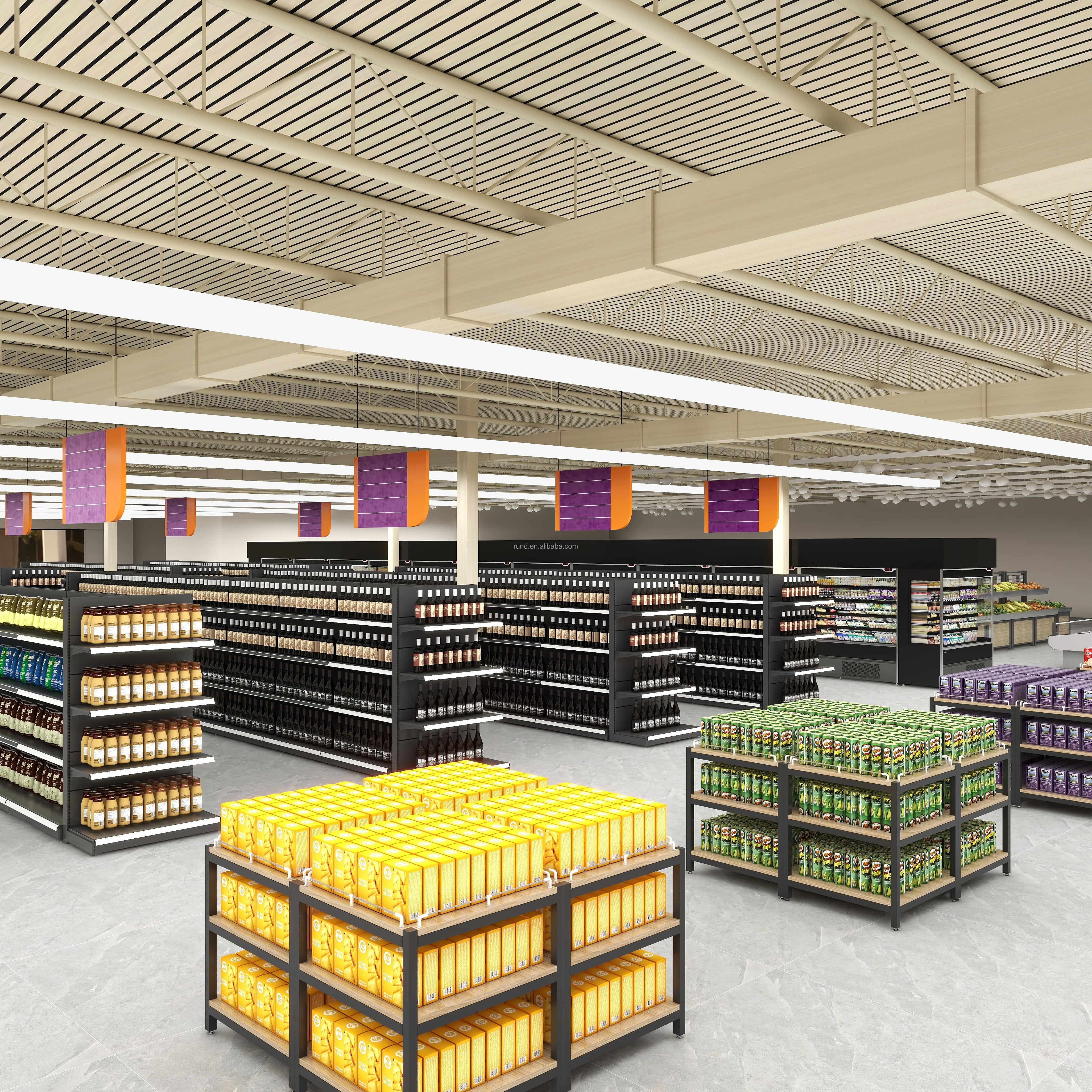 High Quality Stylish Heavy Duty RundA Vegetable Rack Supermarket Display Shelves for Grocery Stores and General Retailers