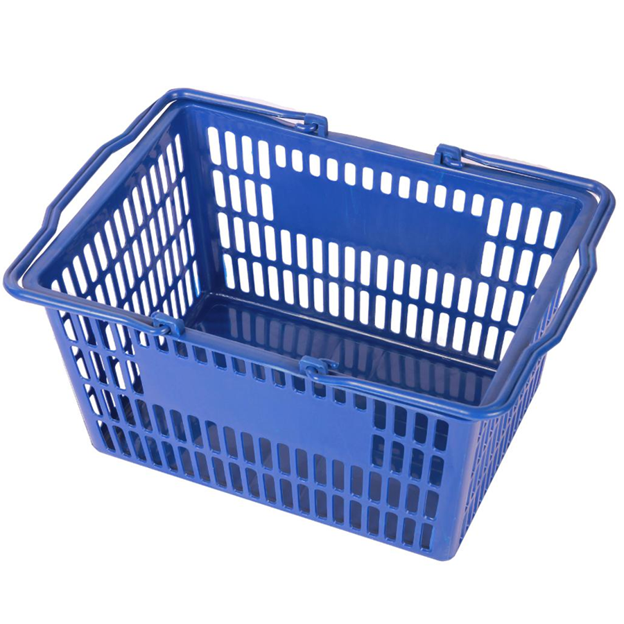 Supermarket High Quality Pink Stackable Shopping Basket Red Blue Green Plastic Stocked PP Shopping Cart