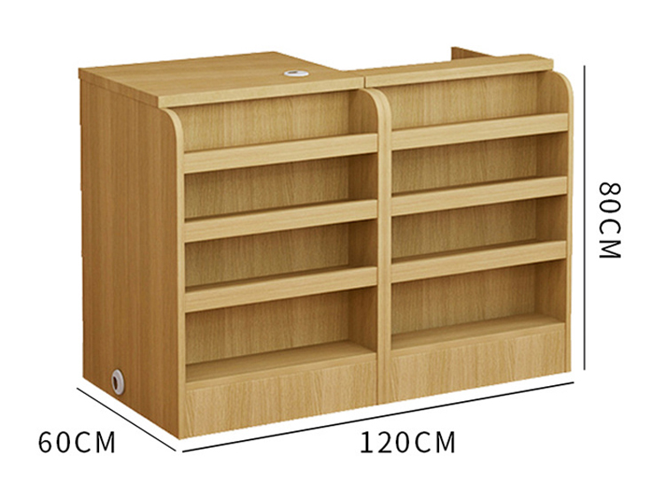Premium supermarket display shelves with wood accents