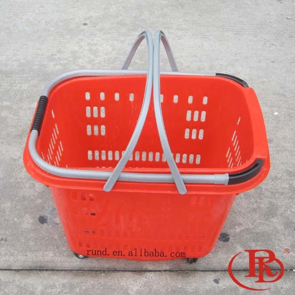 Trolley Supermarket Plastic Cart Collapsible Market Tote Shopping Basket for Shop