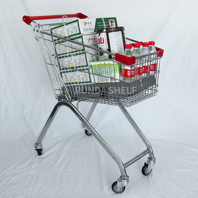 Red Double Pole Shopping Basket for Grocery and Retail Store