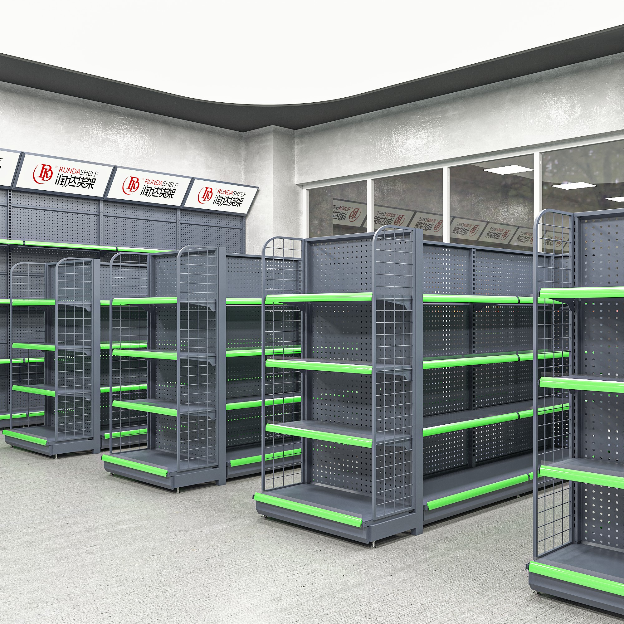 Modern Heavy-Duty Double-Sided Steel Metal Rack Display Gondola Iron Supermarket Shelves for Grocery Convenience Store Storage