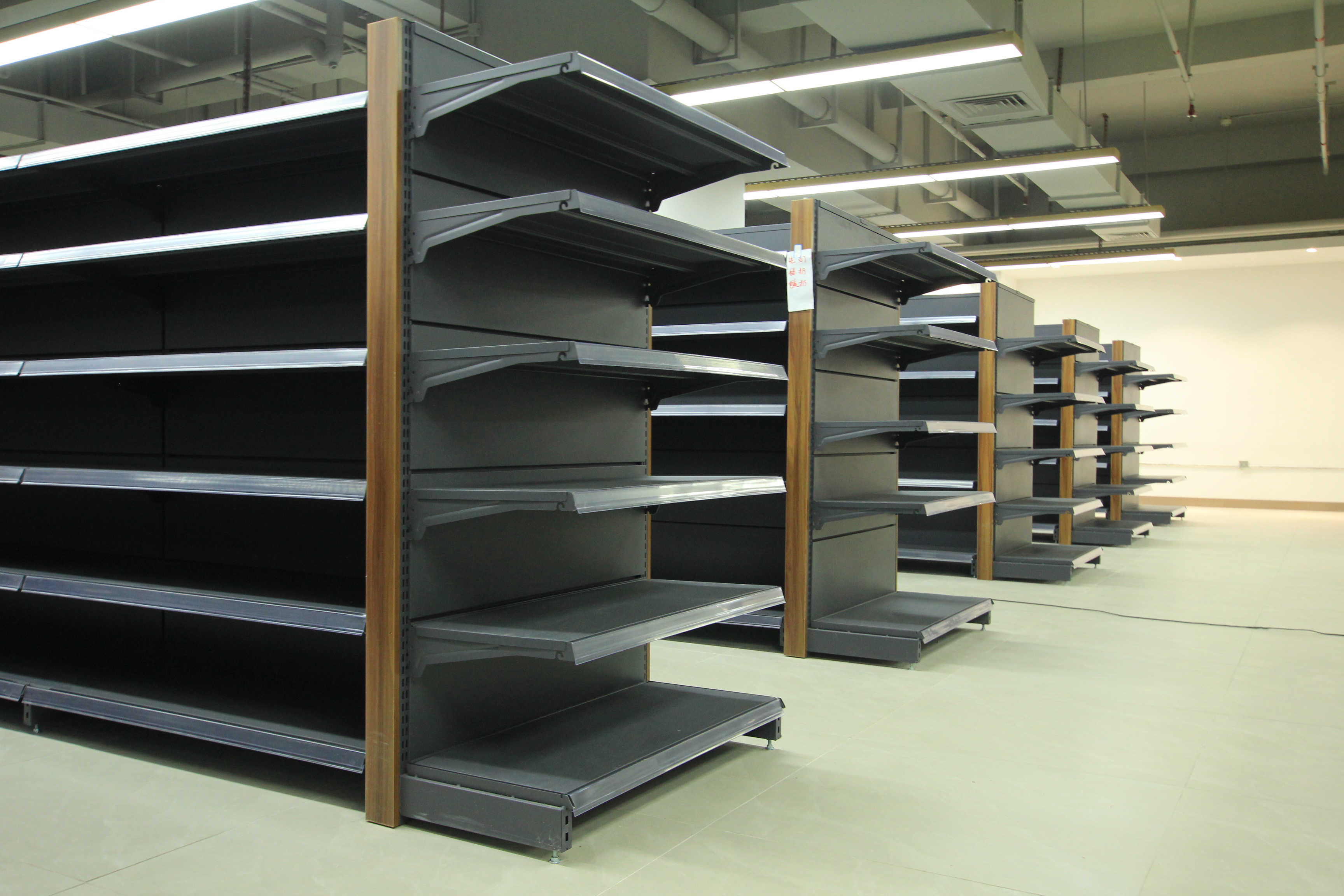 Double-Sided Retail Display Stand Supermarket Gondola Shelf for Grocery Shopping Light Duty Metal Rack for Department Store Shop