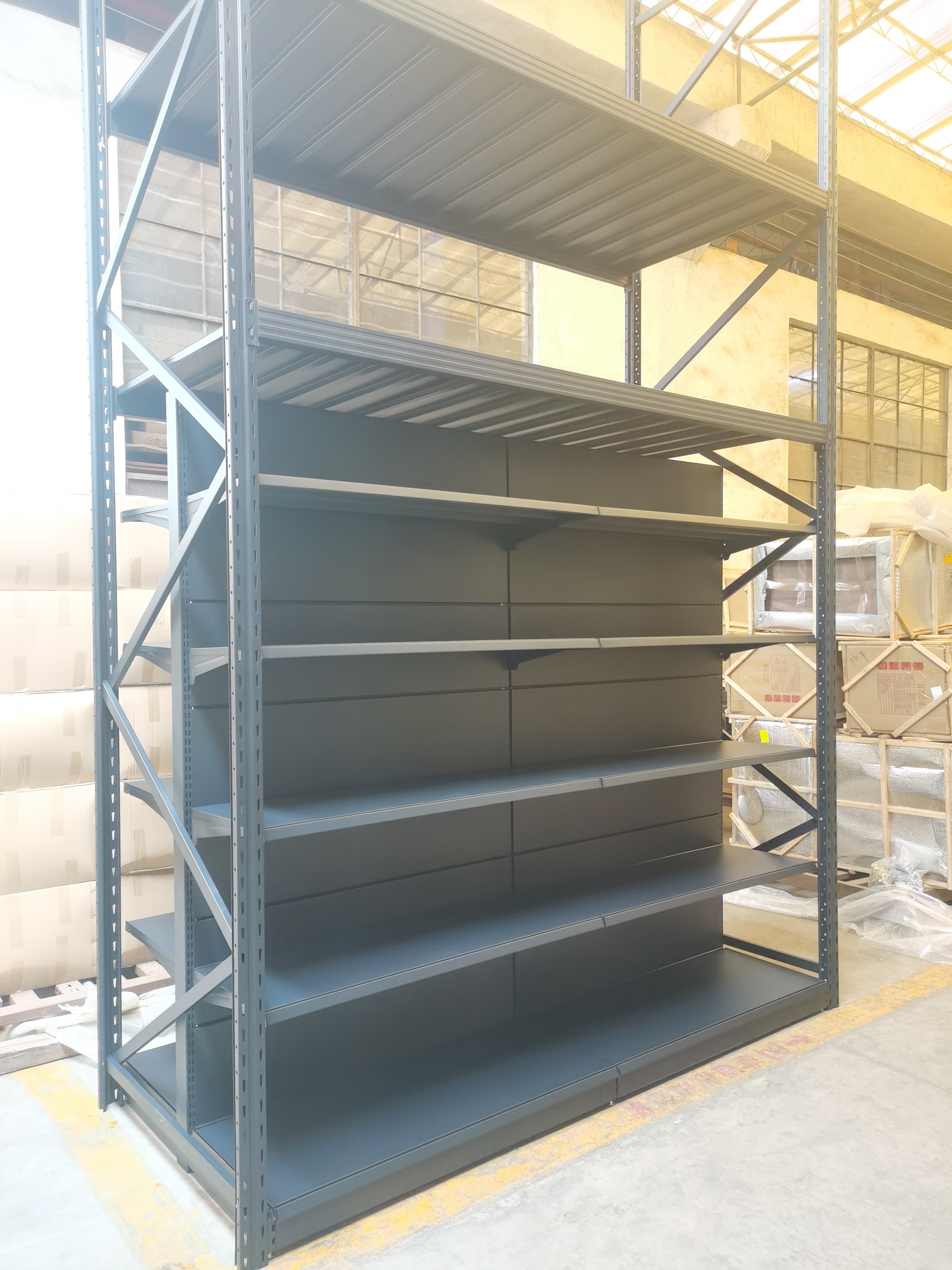 Heavy Duty Double-Sided Rack Discount Warehouse Display Shelves for Supermarket Storage