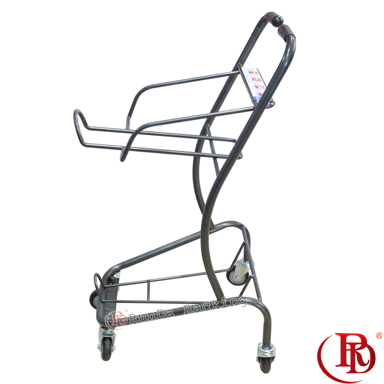 Convenience Store & Supermarket Dual-Layer Shopping Cart with Wheels Household Double-Tiered Trolley for Mall Shopping