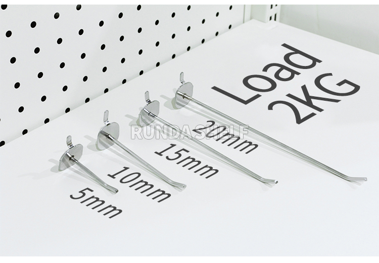 Supermarket Metal Looped Lock Pegboard Electroplate Hook Panel Single Hook Double-Sided Light Duty Style
