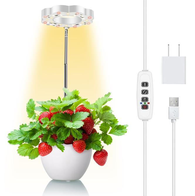 Brilliant-Dragon Small LED 5 Volts Grow Lights for Indoor Plants USB Powered Full Spectrum LED Ring Heads