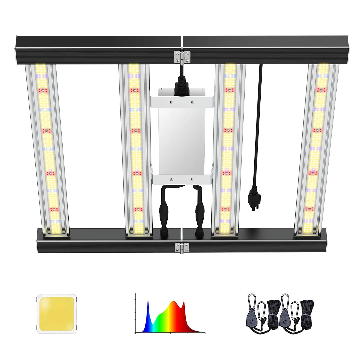 320W Full Spectrum LED Grow with Dimming Knob Sunlike Plant Light for Hydroponics Succulents Easy to Assemble 180 Foldable