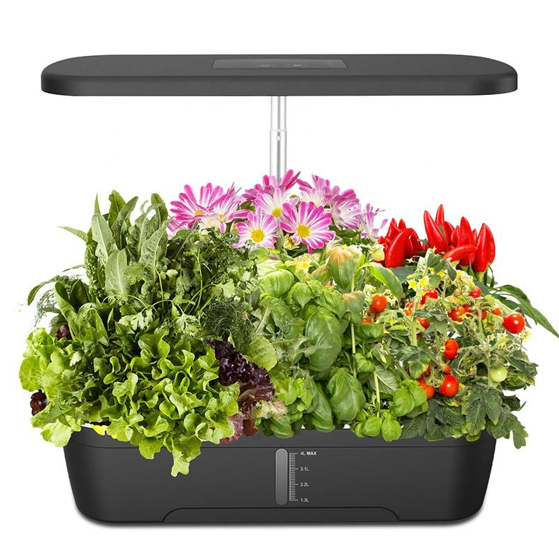12-Pod Hydroponic Height Adjustable Planter and Auto Timer Indoor Garden System with LED Grow Lights for Herbs and Plants