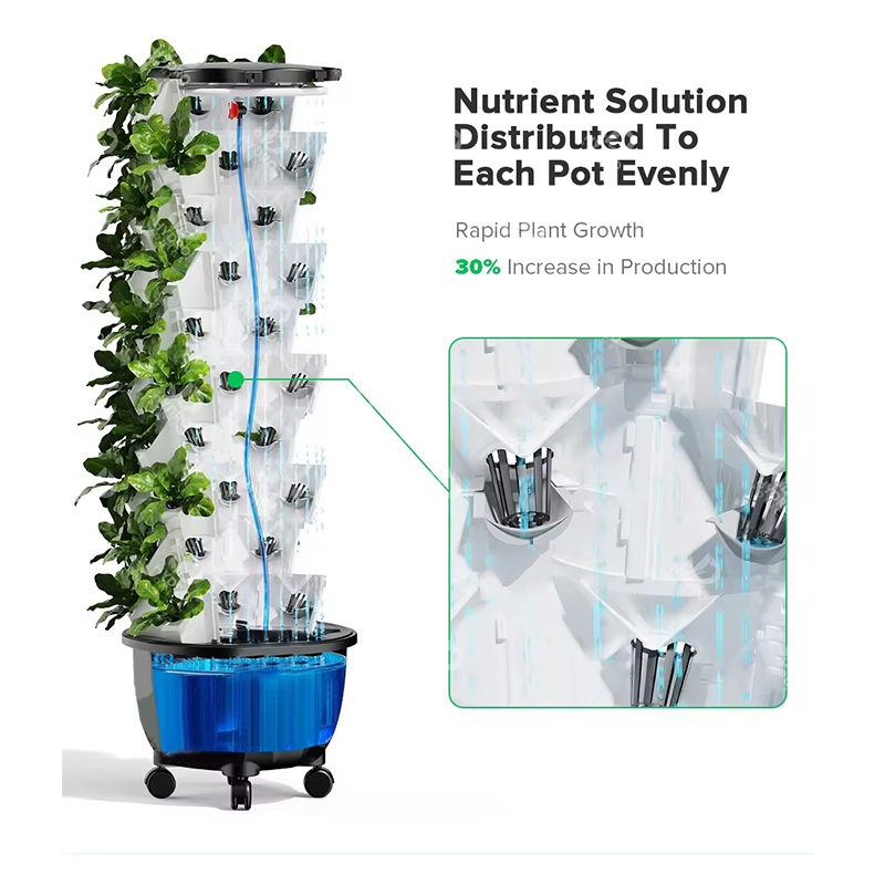 Outdoor Indoor Home Vertical Farming Growing Tower for Vegetable Garden Aeroponics Tower with Light Hydroponics System