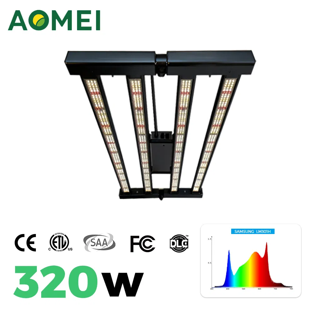 320W Mini Folding LED Plant Grow Lamp, 3000K 5000K 660nm 730nm, Dimmable for Indoor Farming &amp; Hydroponics