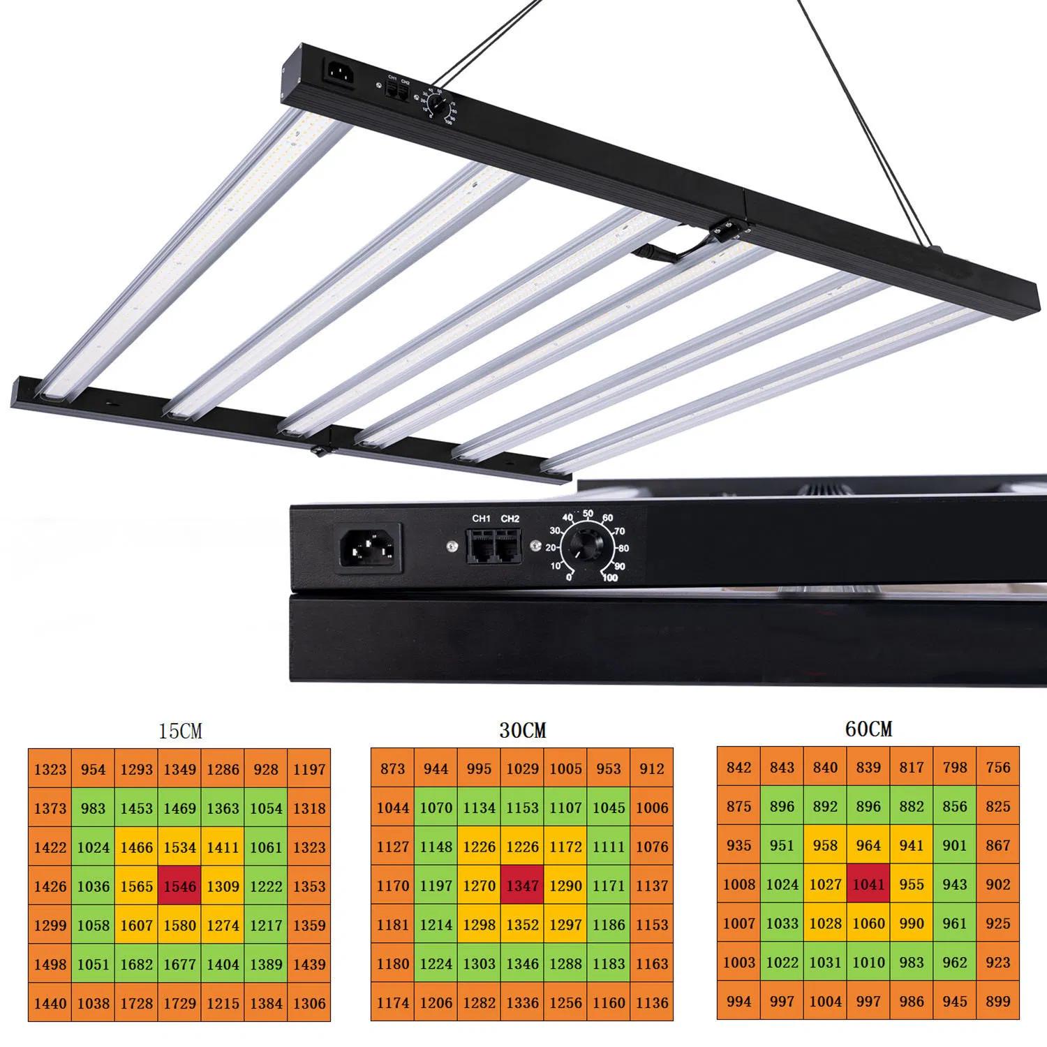 320W Full Spectrum LED Grow with Dimming Knob Sunlike Plant Light for Hydroponics Succulents Easy to Assemble 180 Foldable
