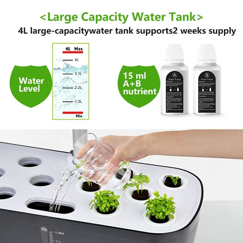 12-Pod Hydroponic Height Adjustable Planter and Auto Timer Indoor Garden System with LED Grow Lights for Herbs and Plants