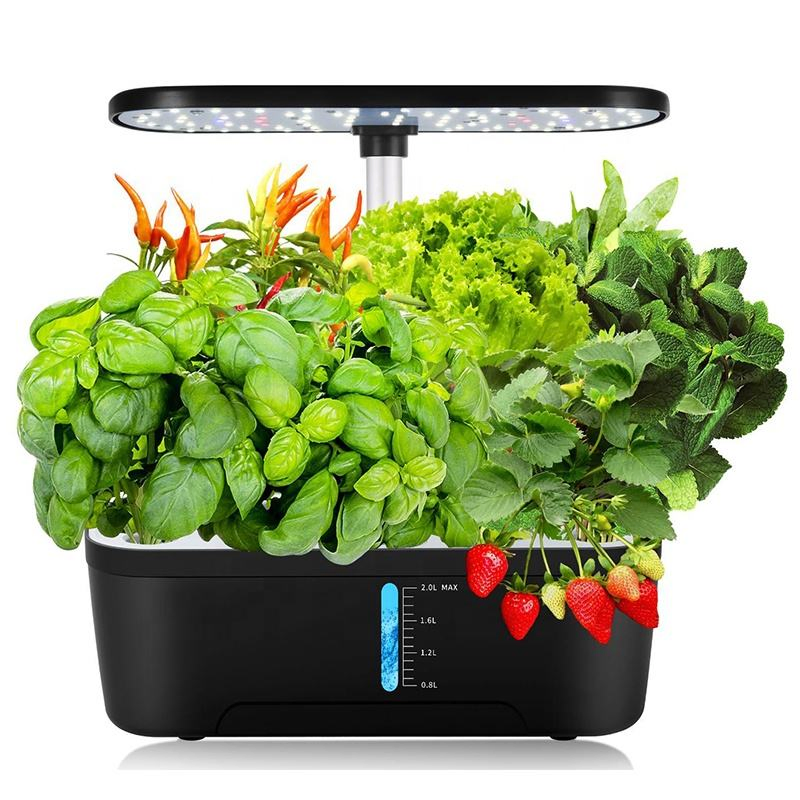 12-Pod Hydroponic Height Adjustable Planter and Auto Timer Indoor Garden System with LED Grow Lights for Herbs and Plants
