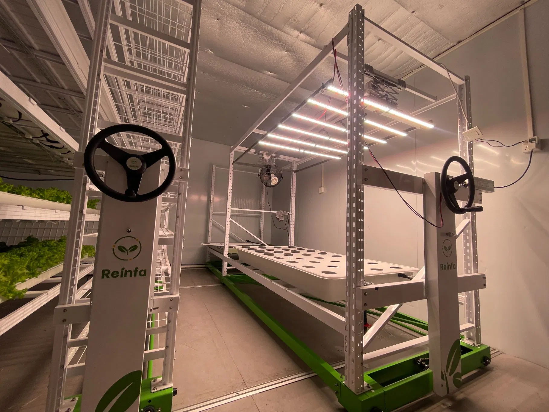 Vertical Aeroponic System with LED Grow Lights for Indoor Herb Farming