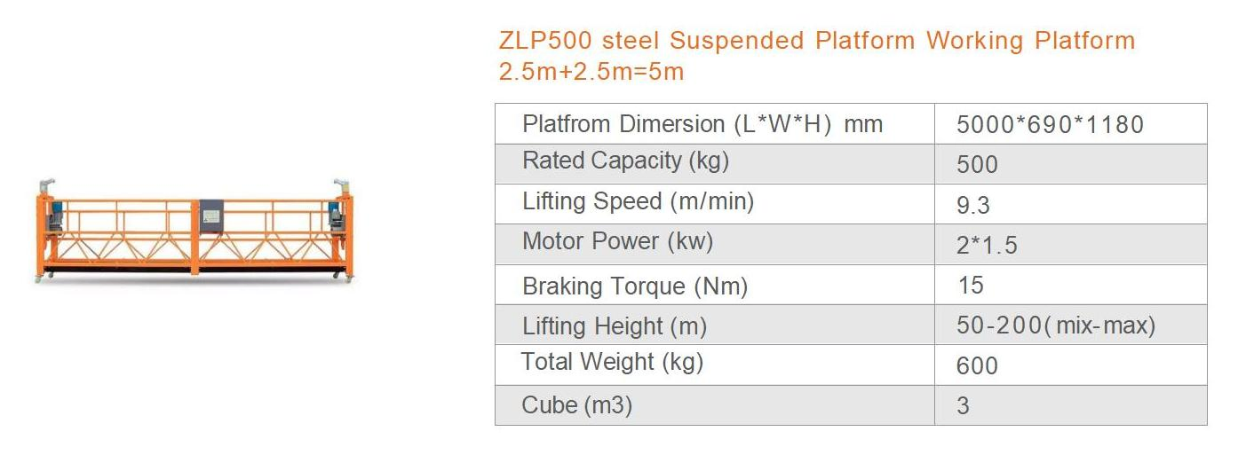 Hot Sale Zlp500 Electric Gondola Platform for Building Construction Industrial Design Style