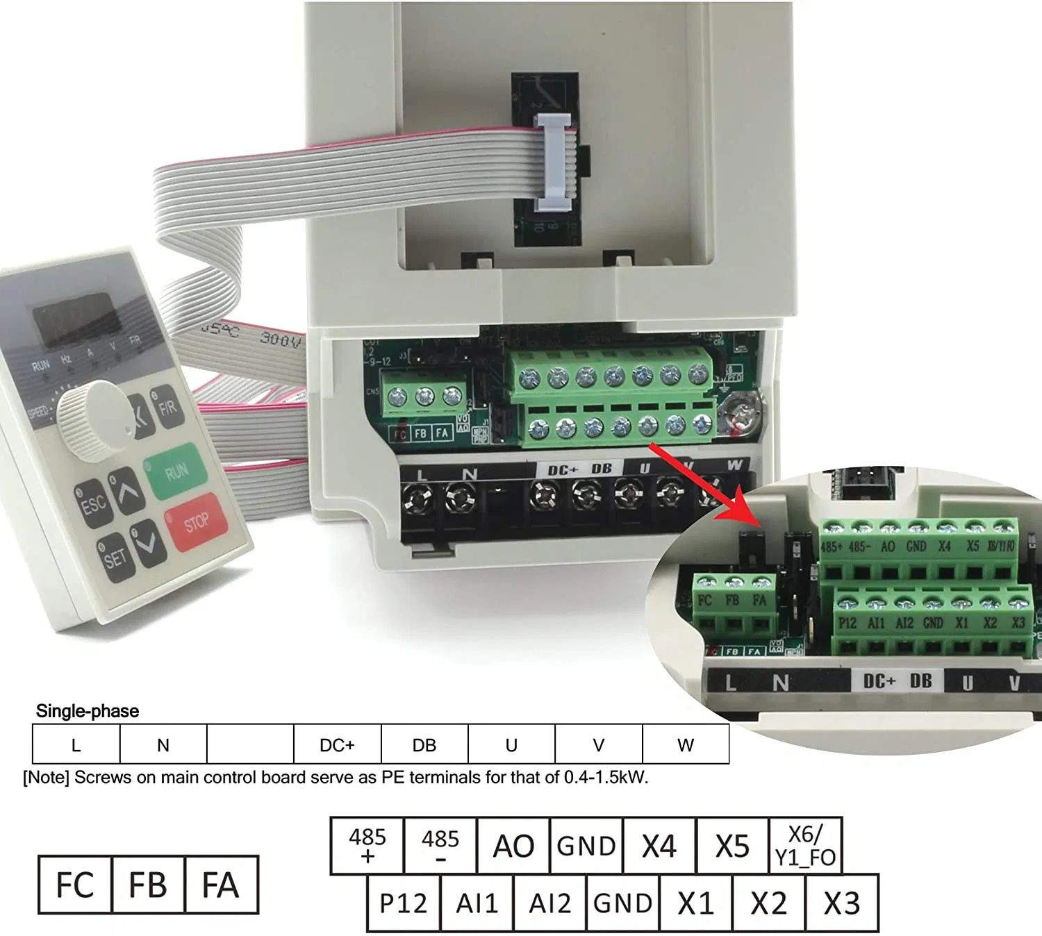 VFD 1.5kw/2.2kw/4kw Hot Sales Frequency Converter H100 3p 220V Output CNC Spindle Motor Speed Control