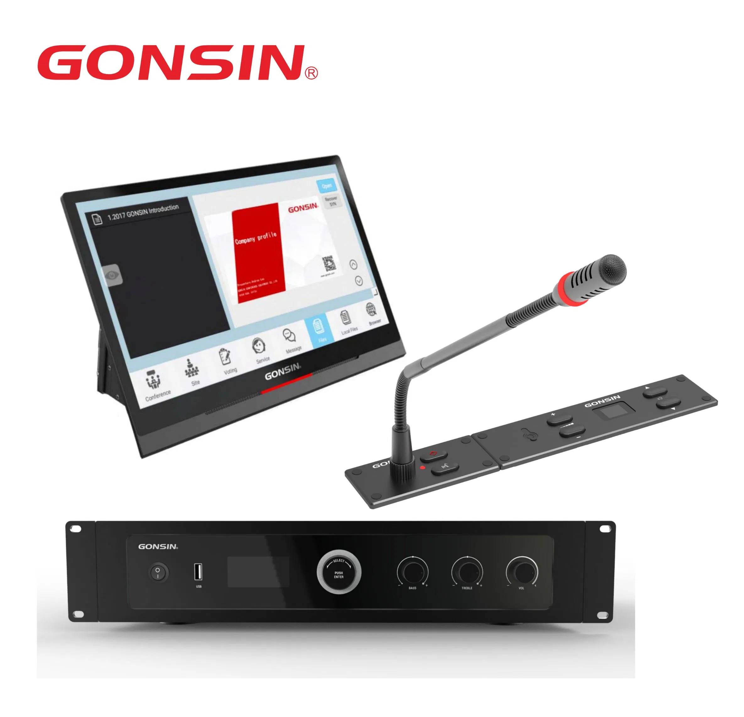 Intelligent Paperless Touch Screen Monitor Conference System with Microphones