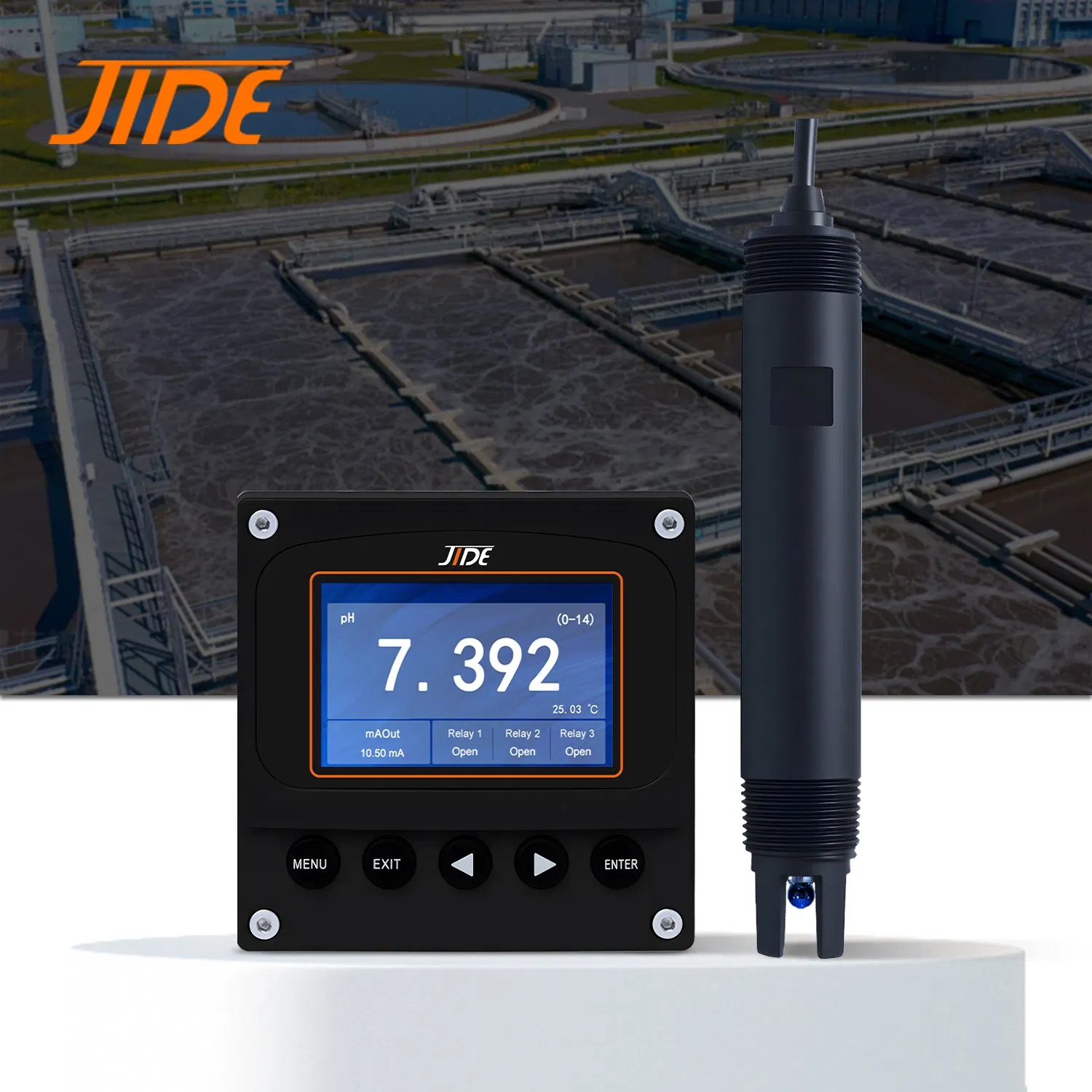 Blue Bulb Longer Lifespan Industrial Online pH Sensor with Ntc10K PT1000 Temperature Compensation for Sewage Treatment