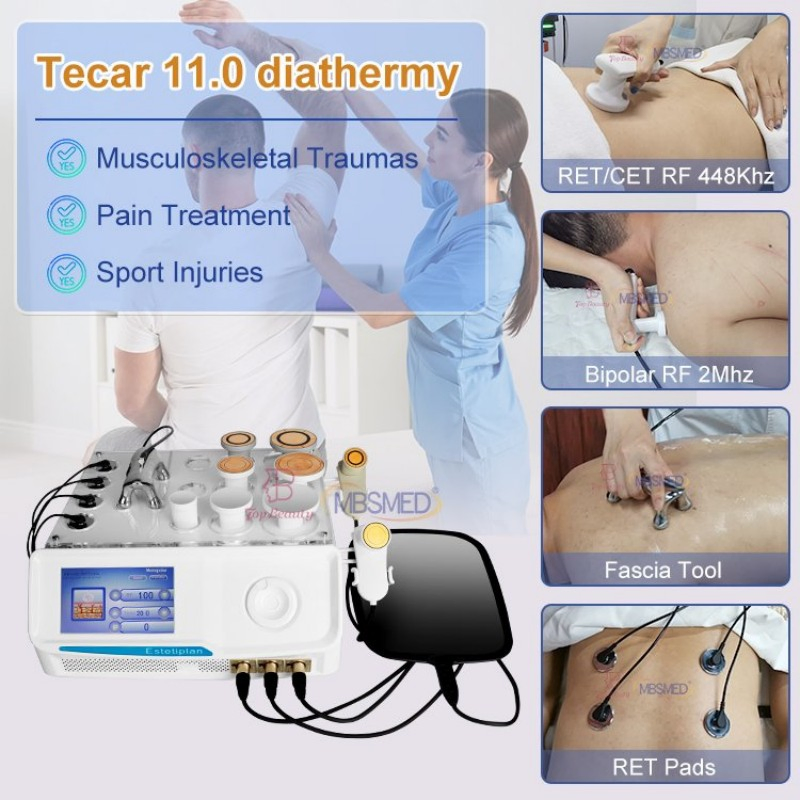 448kHz 6-in-1 Tecar Therapy Ret/Cer EMS Indiba Tecarterapia for Pain Relief Muscle Recovery