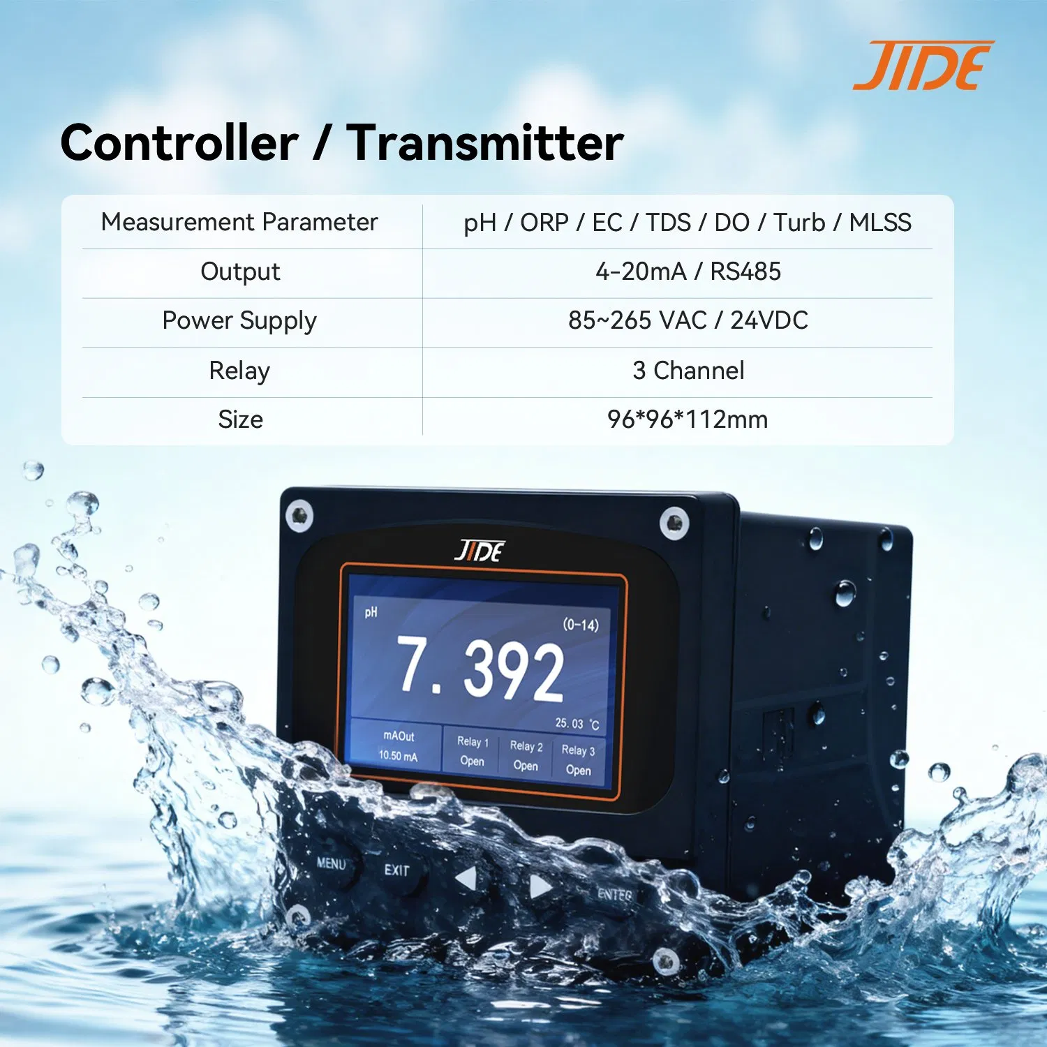 Blue Bulb Longer Lifespan Industrial Online pH Sensor with Ntc10K PT1000 Temperature Compensation for Sewage Treatment