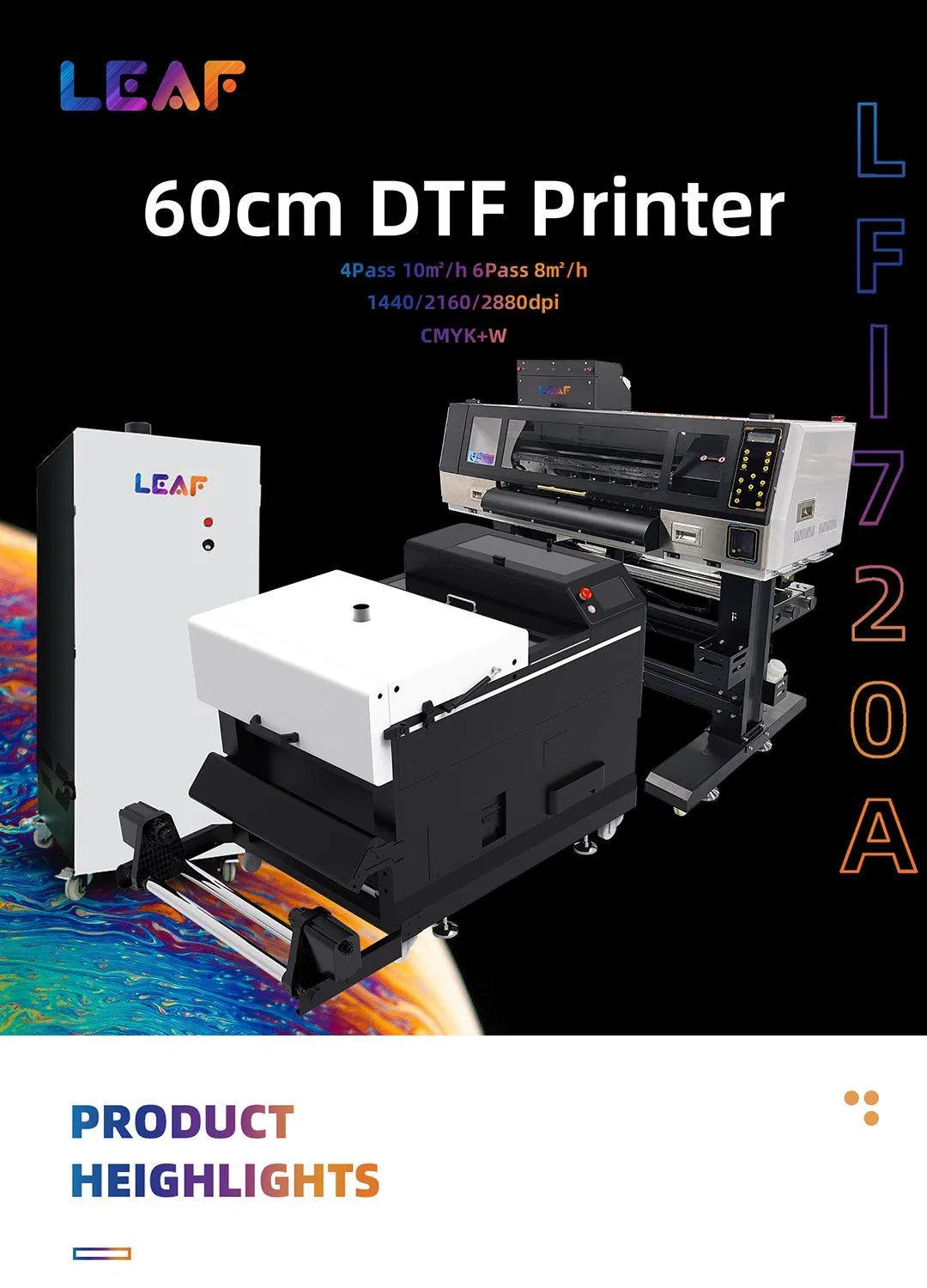 Leaf 60cm Dtf Printer Twin Epson I3200 Printheads - Industrial Stable Digital Printing Machine Auto Powder Shaker