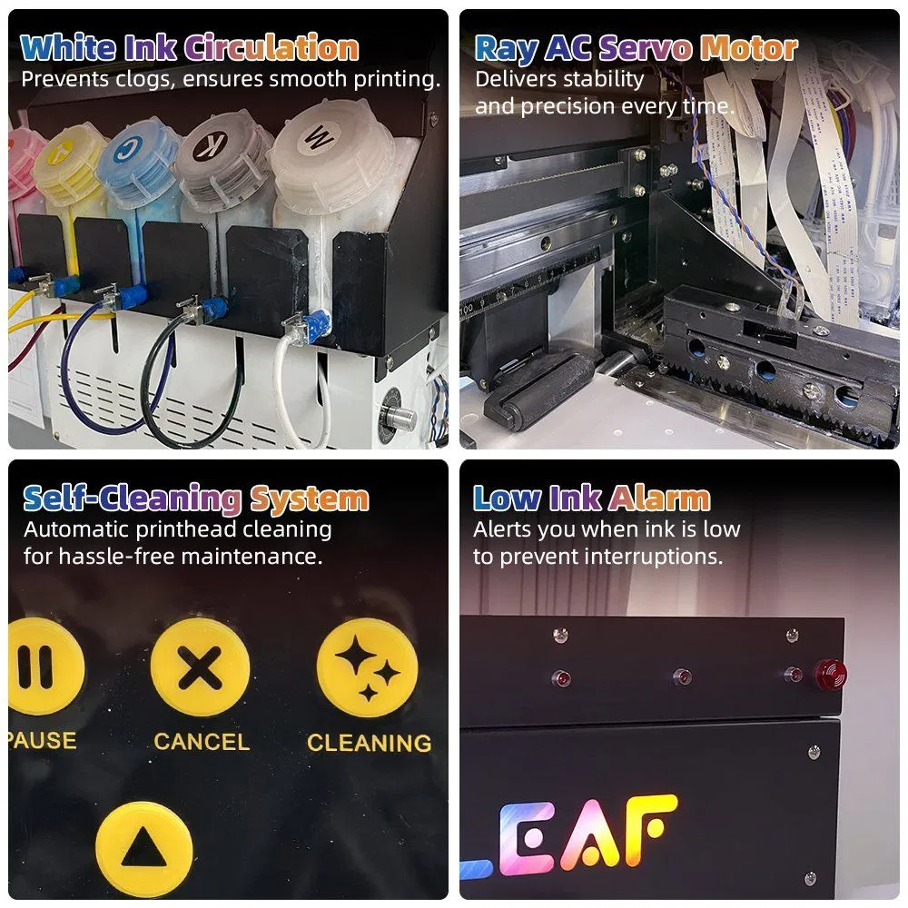 Leaf 60cm Dtf Printer Twin Epson I3200 Printheads - Industrial Stable Digital Printing Machine Auto Powder Shaker