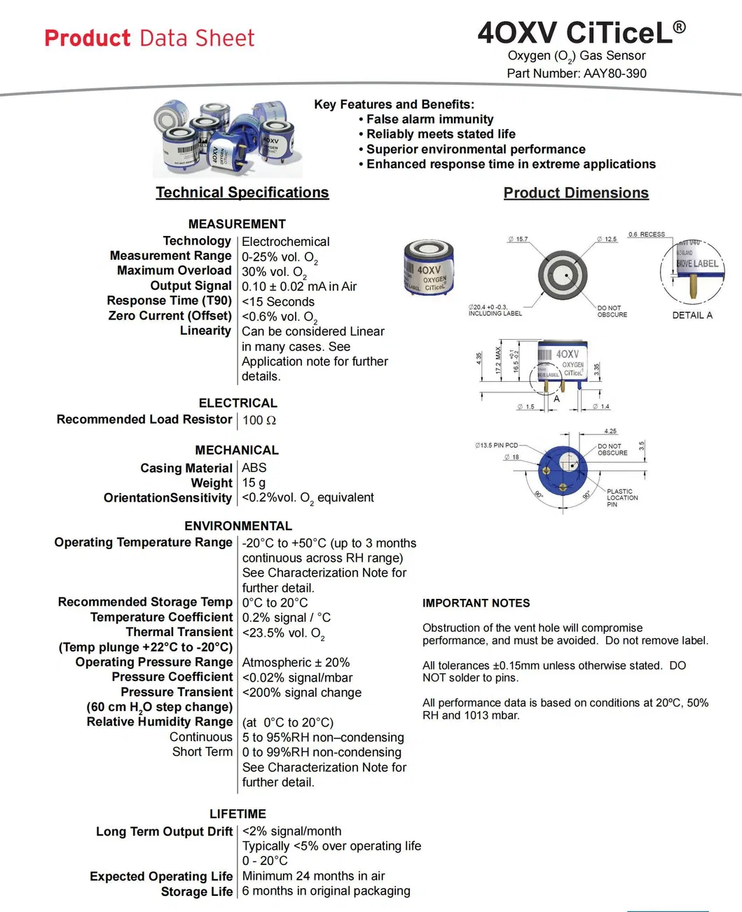 4oxv O2 Sensor Details