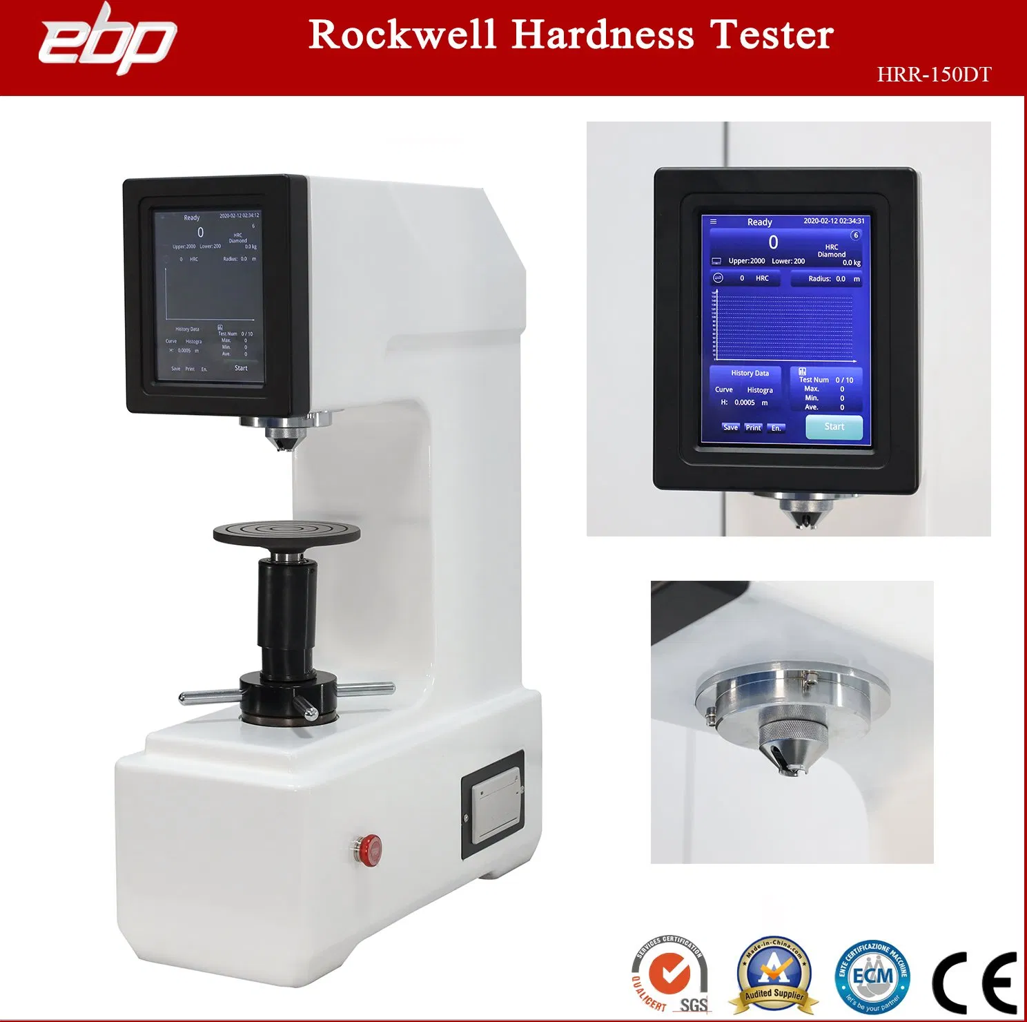 Digital Twin Rockwell and Superficial Rockwell Hardness Tester with Touch Screen