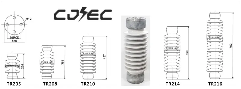 Tr 210 Aislador de tipo poste de núcleo sólido de porcelana