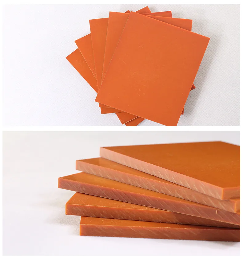 Hoja de bakelita marrón y naranja aislante de laminado fenólico con tela para aparatos electrónicos