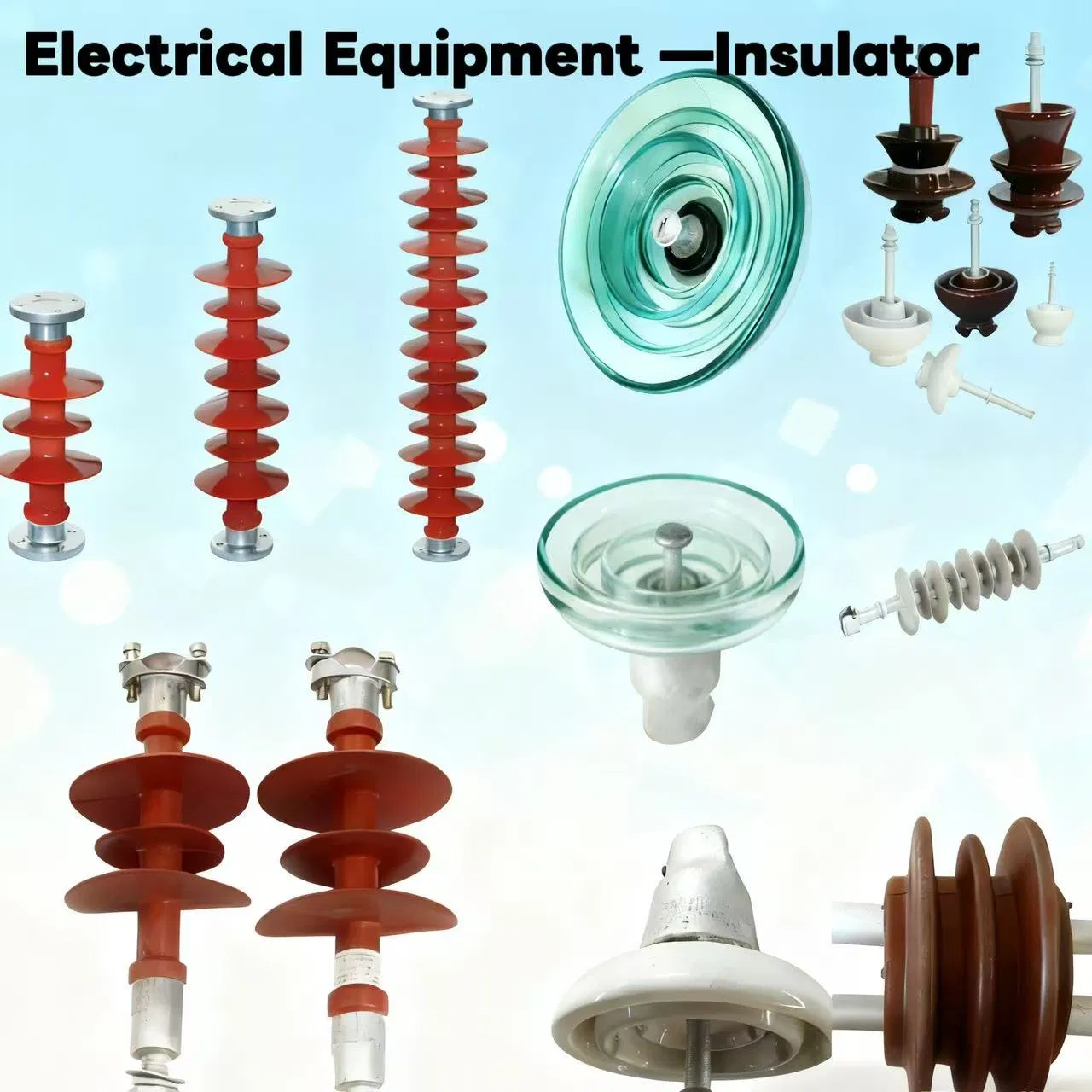 Aislador eléctrico de suspensión de vidrio de alta tensión, resina epóxica, cerámica, porcelana, compuesto de polímero, poste de cerca 11kv 33kv