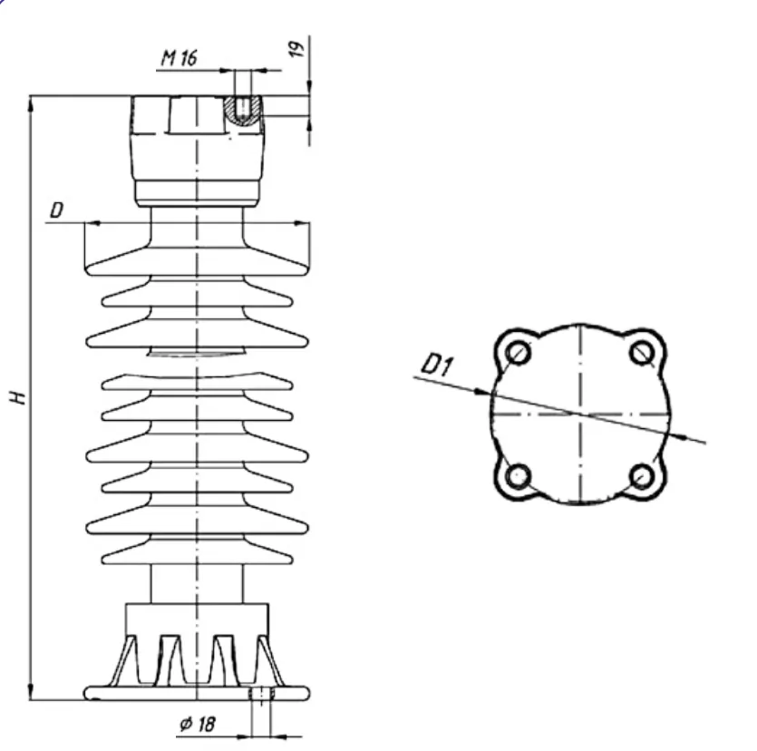 35kv Aislador cilíndrico de núcleo sólido de porcelana